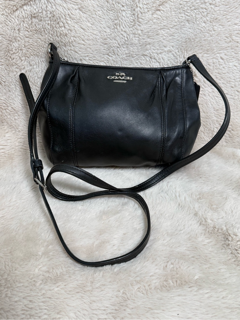 Coach Colette Adjustable Crossbody Bag Black Leather VGUC